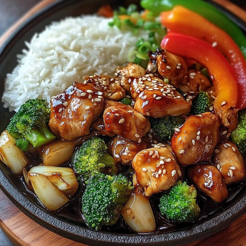 Delicious Blackstone Hibachi Chicken Dinner grilled to perfection