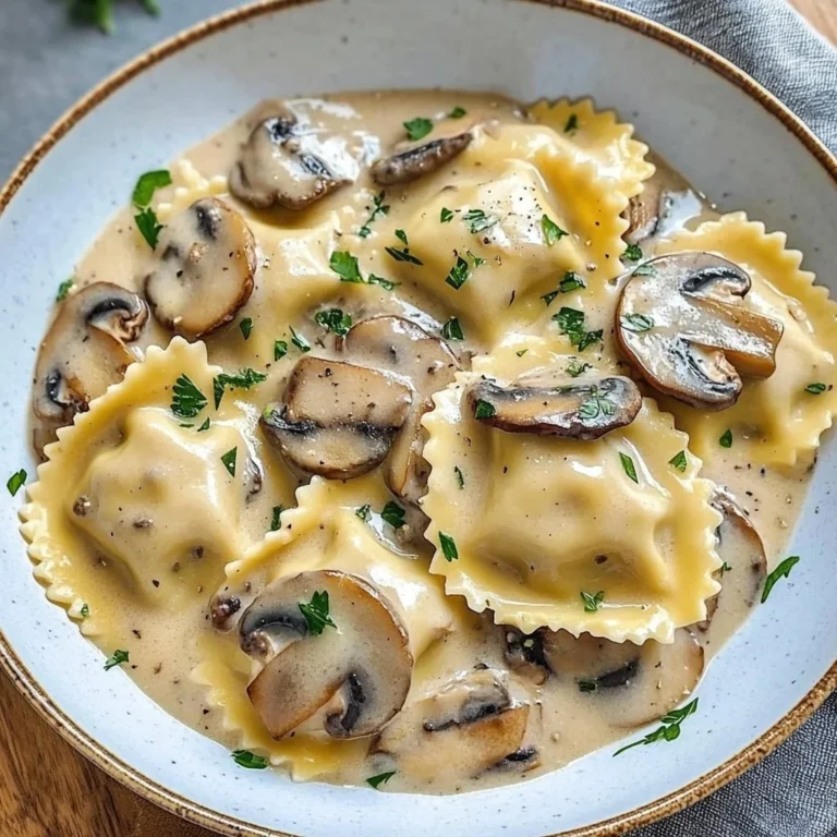 30-minute mushroom ravioli dish served with fresh herbs and parmesan cheese