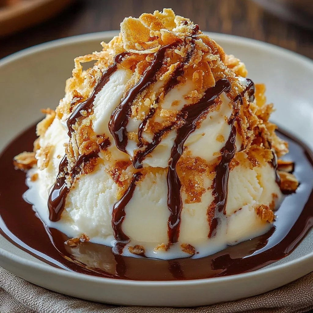 Delicious fried ice cream dessert with a crispy coating and creamy center