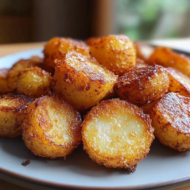 Healthy crispy breakfast potato bites served on a plate with herbs