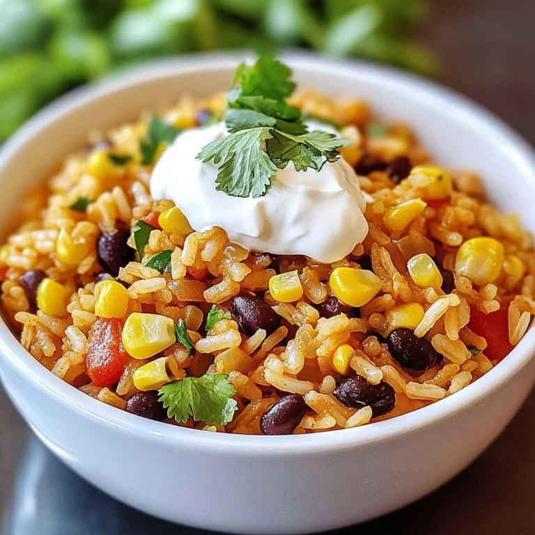 Delicious Mexican Rice Casserole topped with cheese and herbs