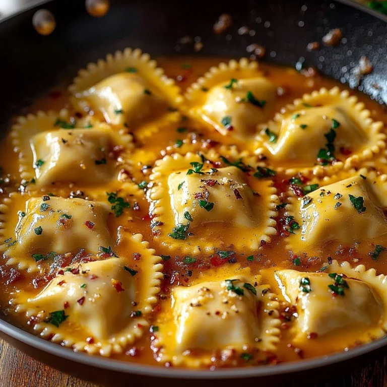 Delicious Cajun Sausage Ravioli Pasta dish garnished with herbs