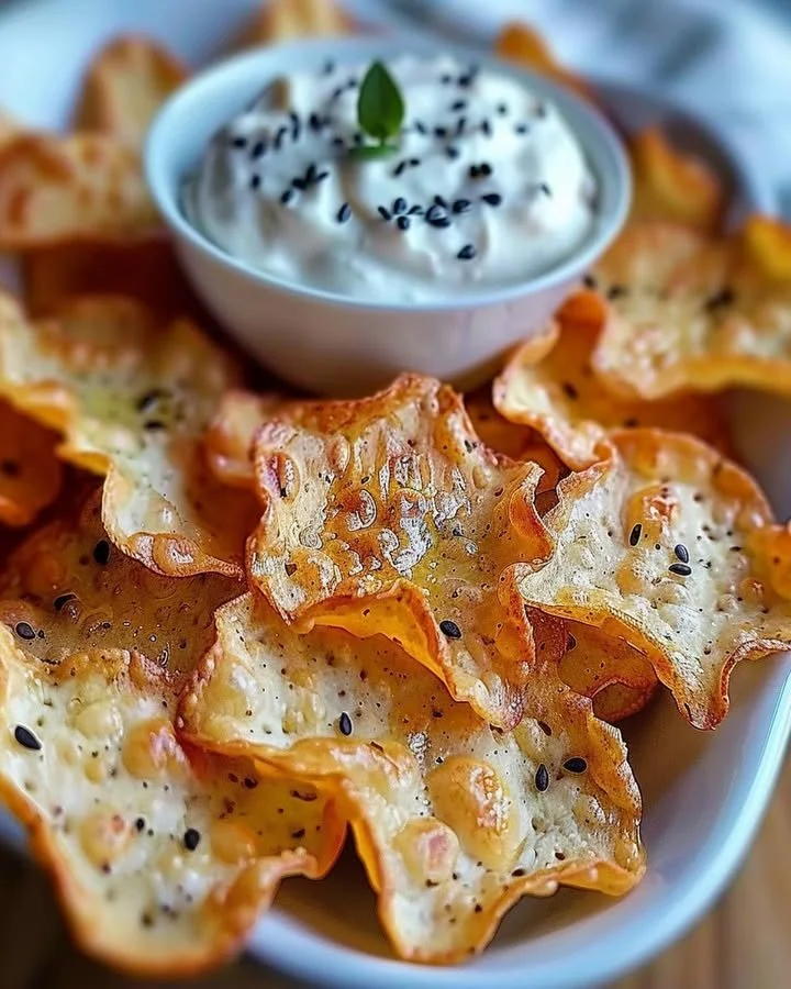 Homemade crispy cottage cheese chips in a bowl for a healthy snack