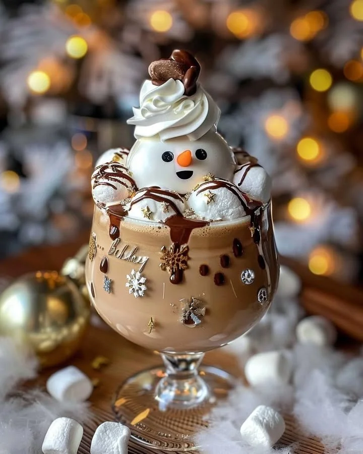 Dirty Snowman Baileys ice cream cocktail topped with whipped cream and chocolate