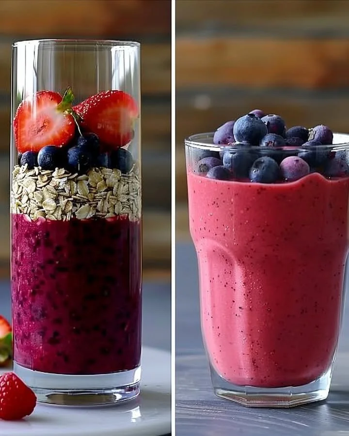 Delicious and vibrant Red Energy Shake packed with natural ingredients.