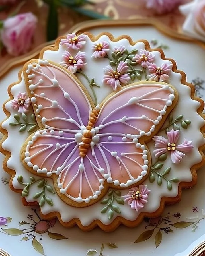 Floral Butter Cookies decorated with royal icing for a festive touch.