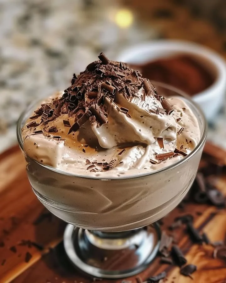 Delicious homemade Baileys ice cream served in a bowl with chocolate drizzle