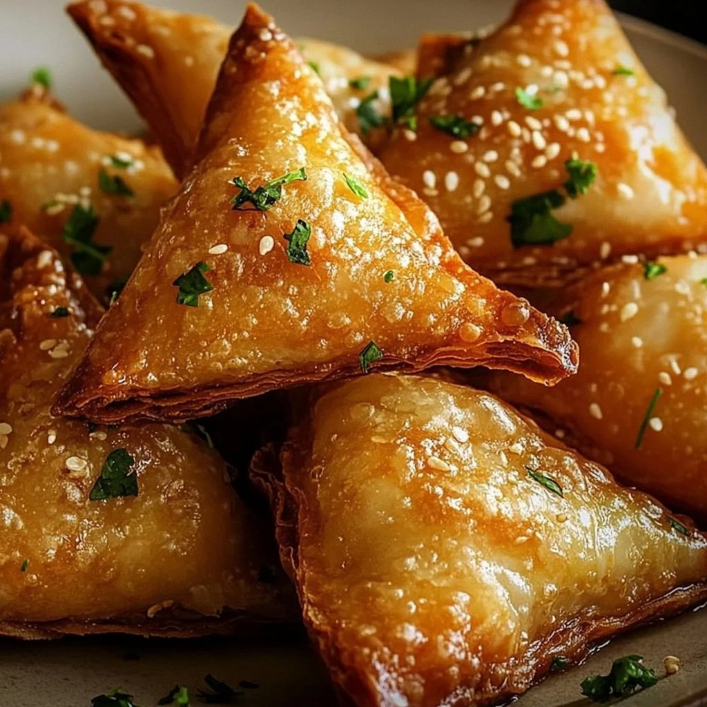 Hot honey feta wonton rolls served on a plate