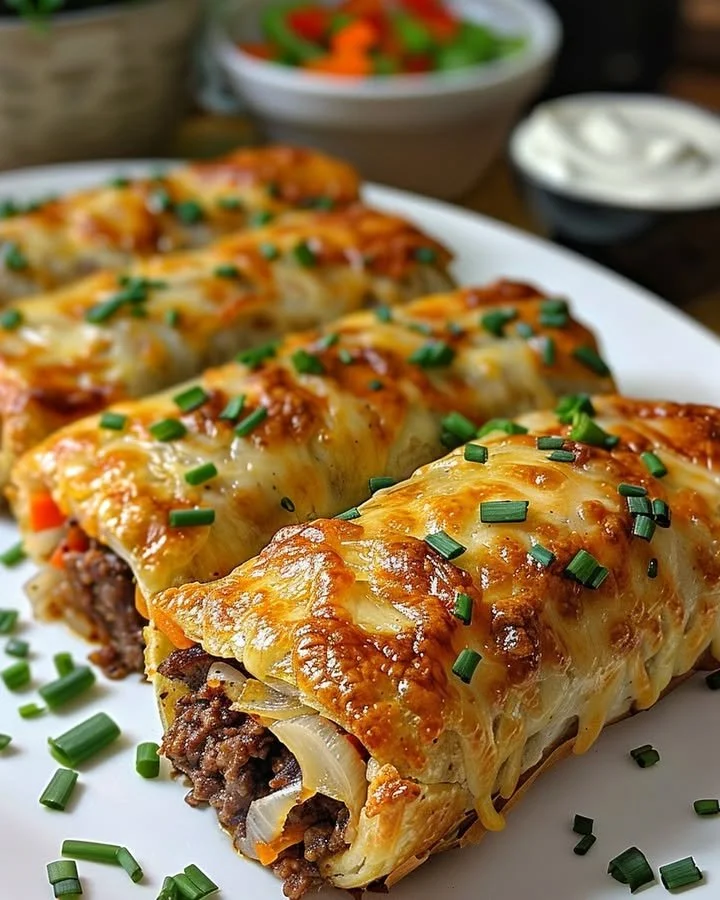Keto Philly Cheesesteak Roll Ups with melted cheese and steak filling