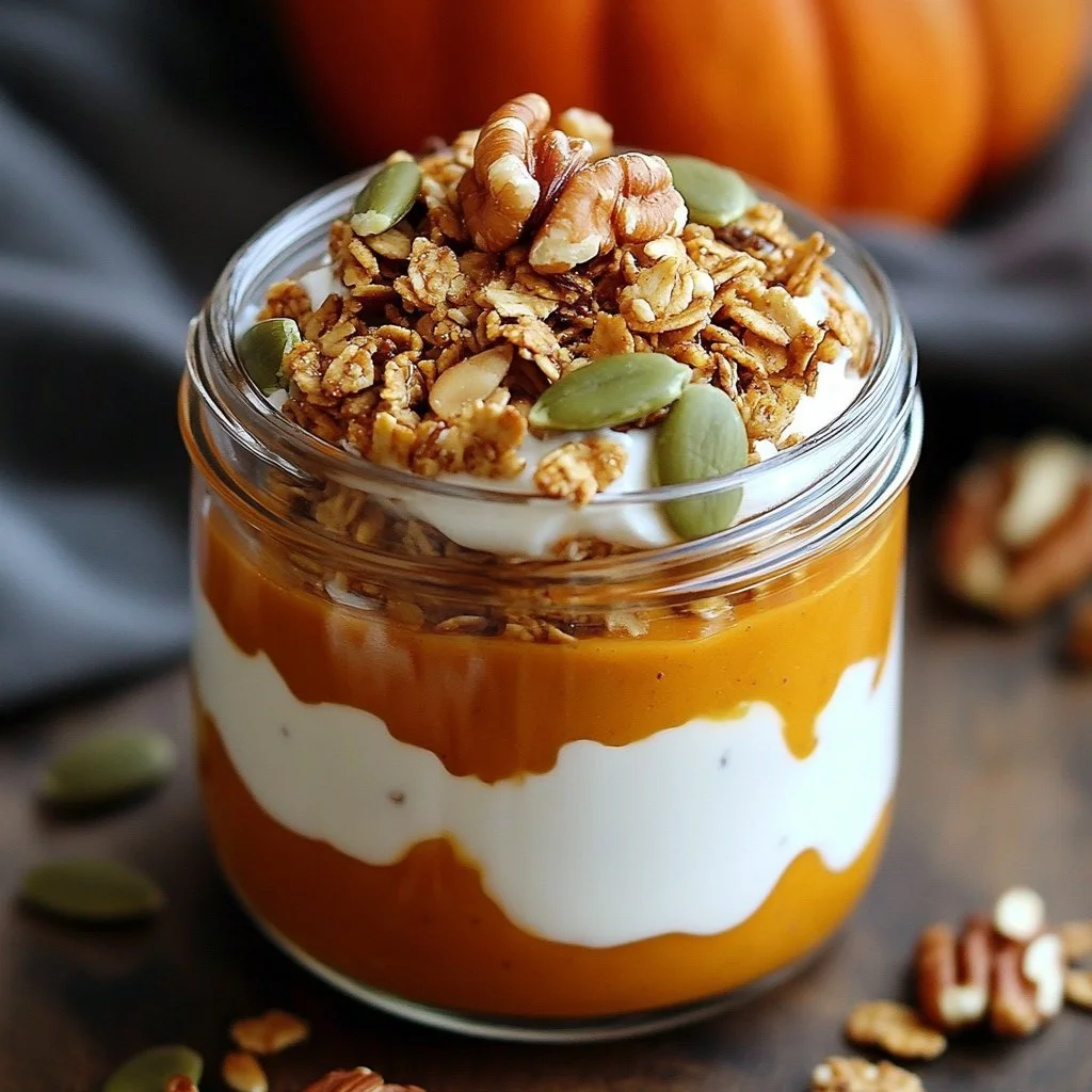 Bowl of Pumpkin Overnight Oats topped with nuts and spices