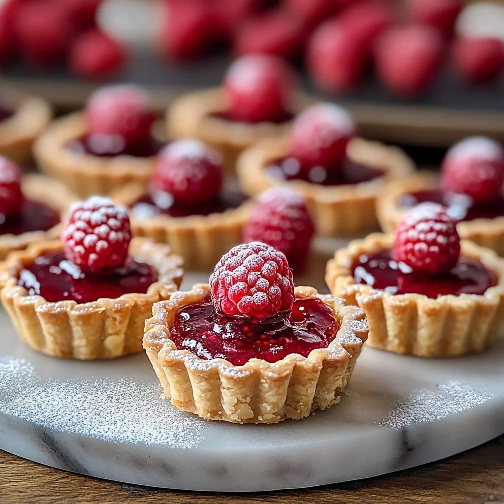 Scandinavian raspberry jam shortbread tarts ready to be served