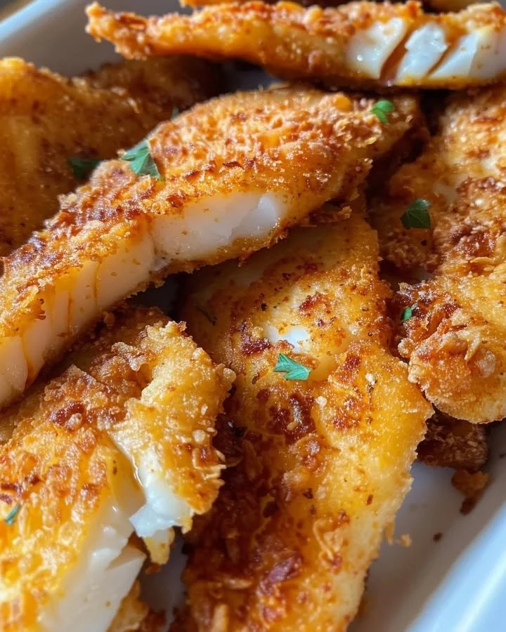 Spicy beer-battered crispy fried fish served with lemon and tartar sauce.