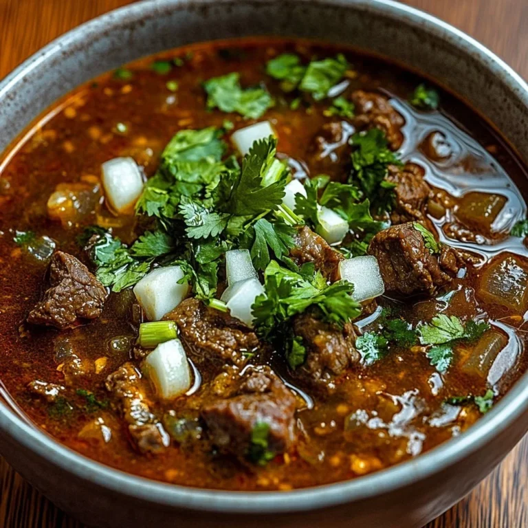 Bowl of Traditional Mexican Birria garnished with onion and cilantro