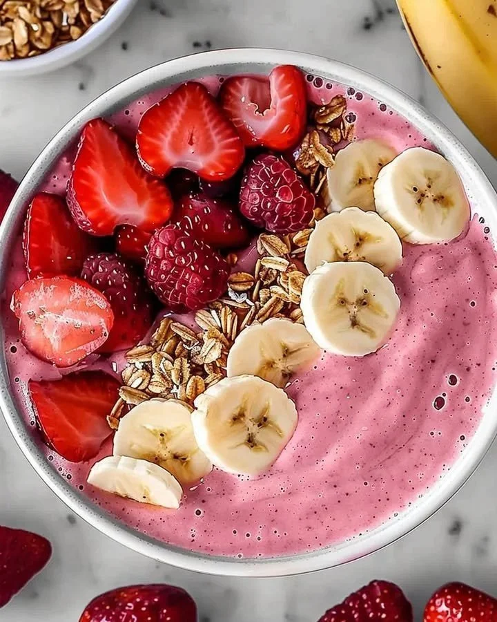 A refreshing Berry Banana Smoothie filled with vibrant berries and ripe bananas.