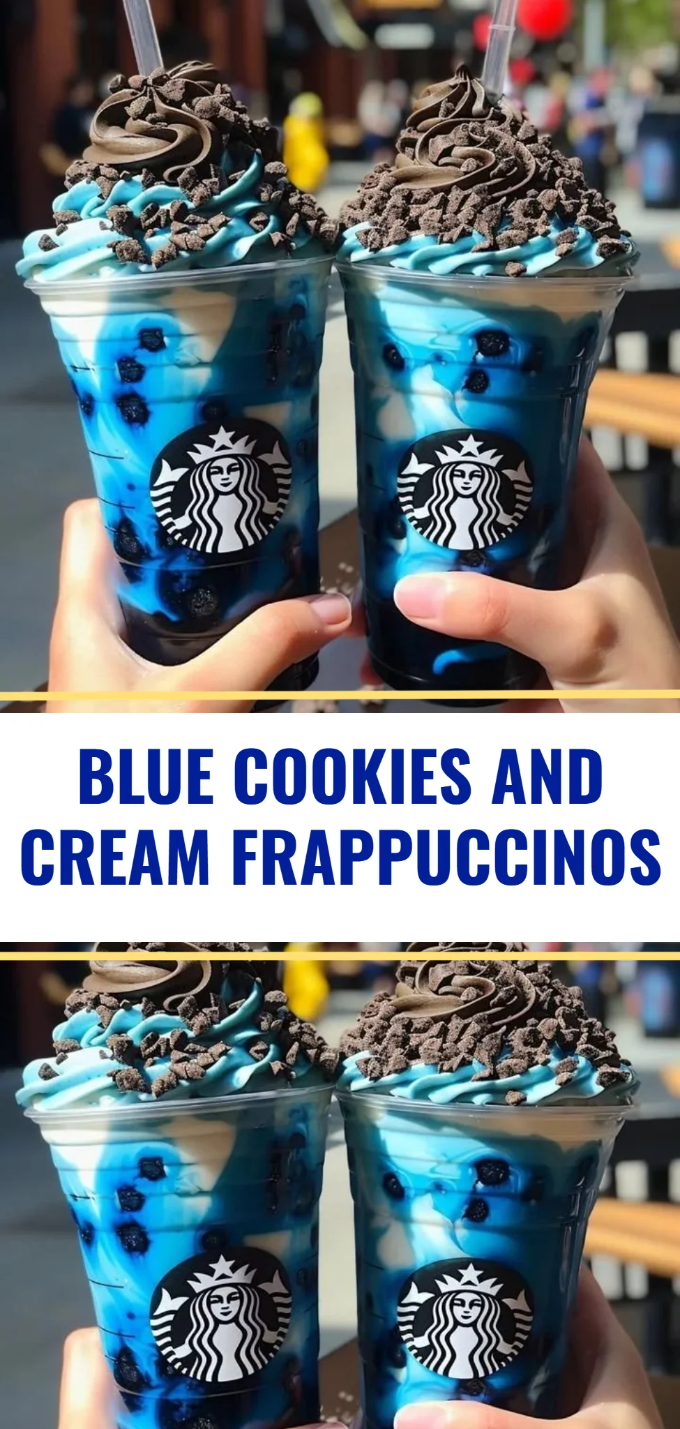 Blue Cookies and Cream Frappuccinos