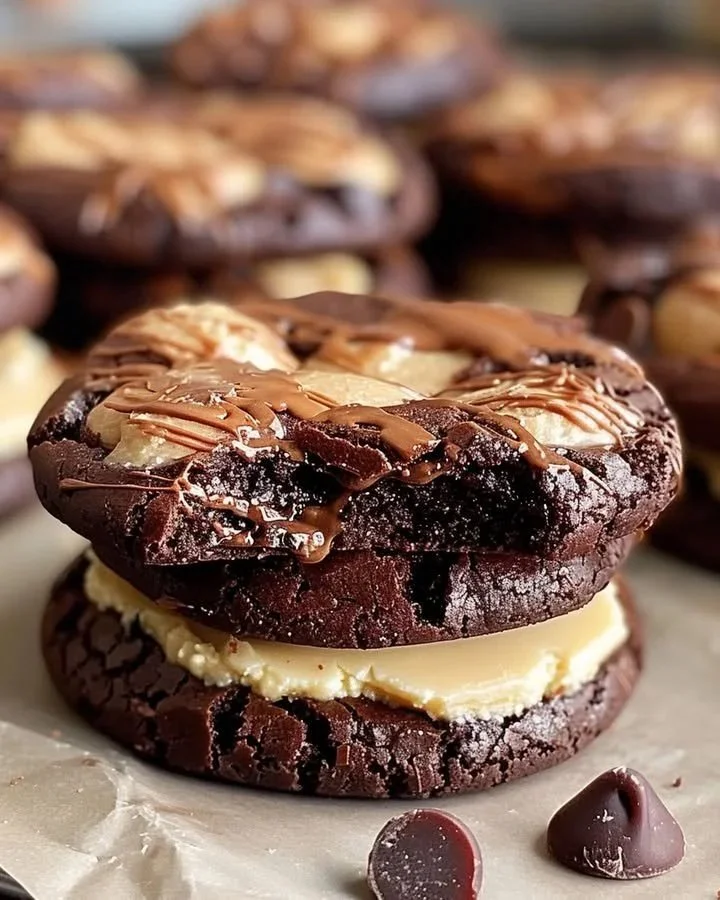 Buckeye brownie cookie delights with rich chocolate and creamy peanut butter