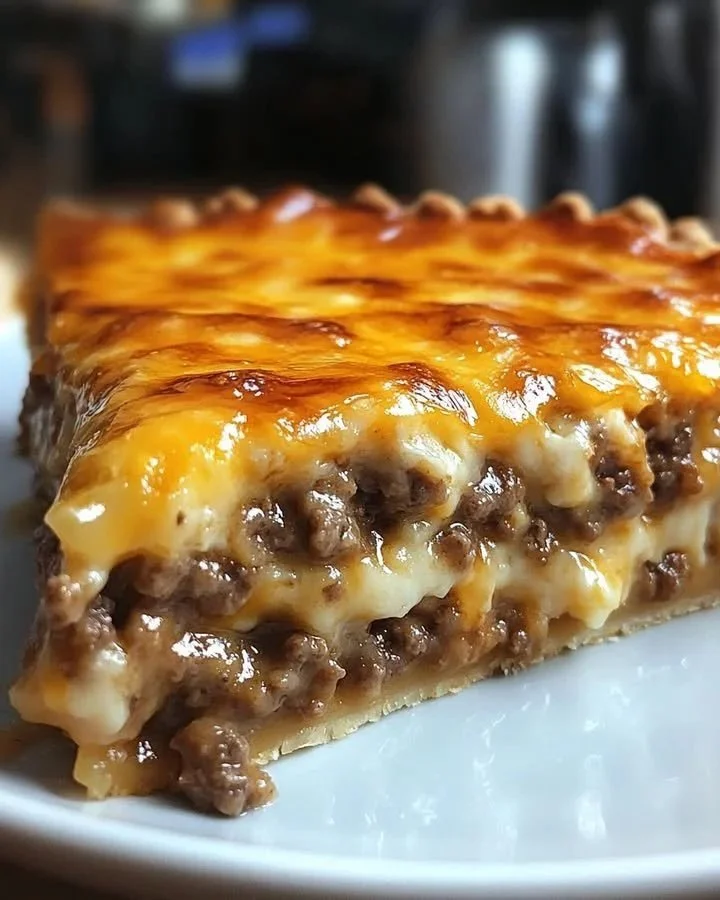 Deliciously baked Cheeseburger Pie recipe by Pioneer Woman