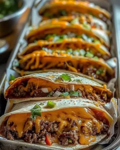 Cheesy beef taco tortilla pockets ready for serving