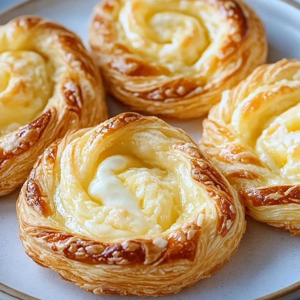 Cheesy Puff Pastry Danish with melted cheese and golden crust