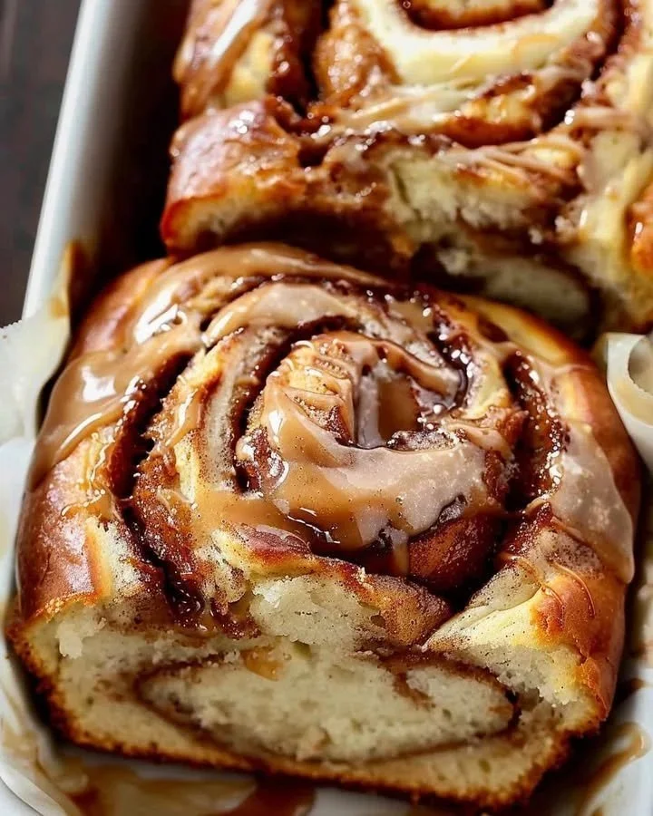 Homemade Cinnamon Swirl Bread Loaf with a sweet, cinnamon swirl pattern.