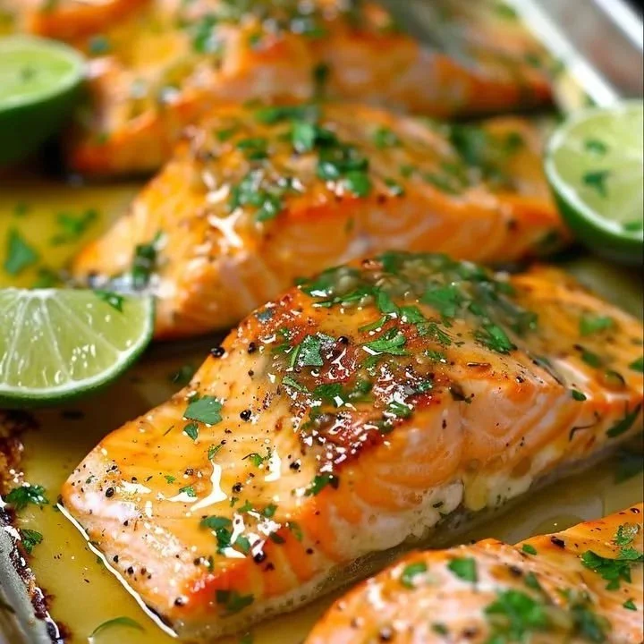 Citrus Honey Lime Salmon served with fresh vegetables and herbs
