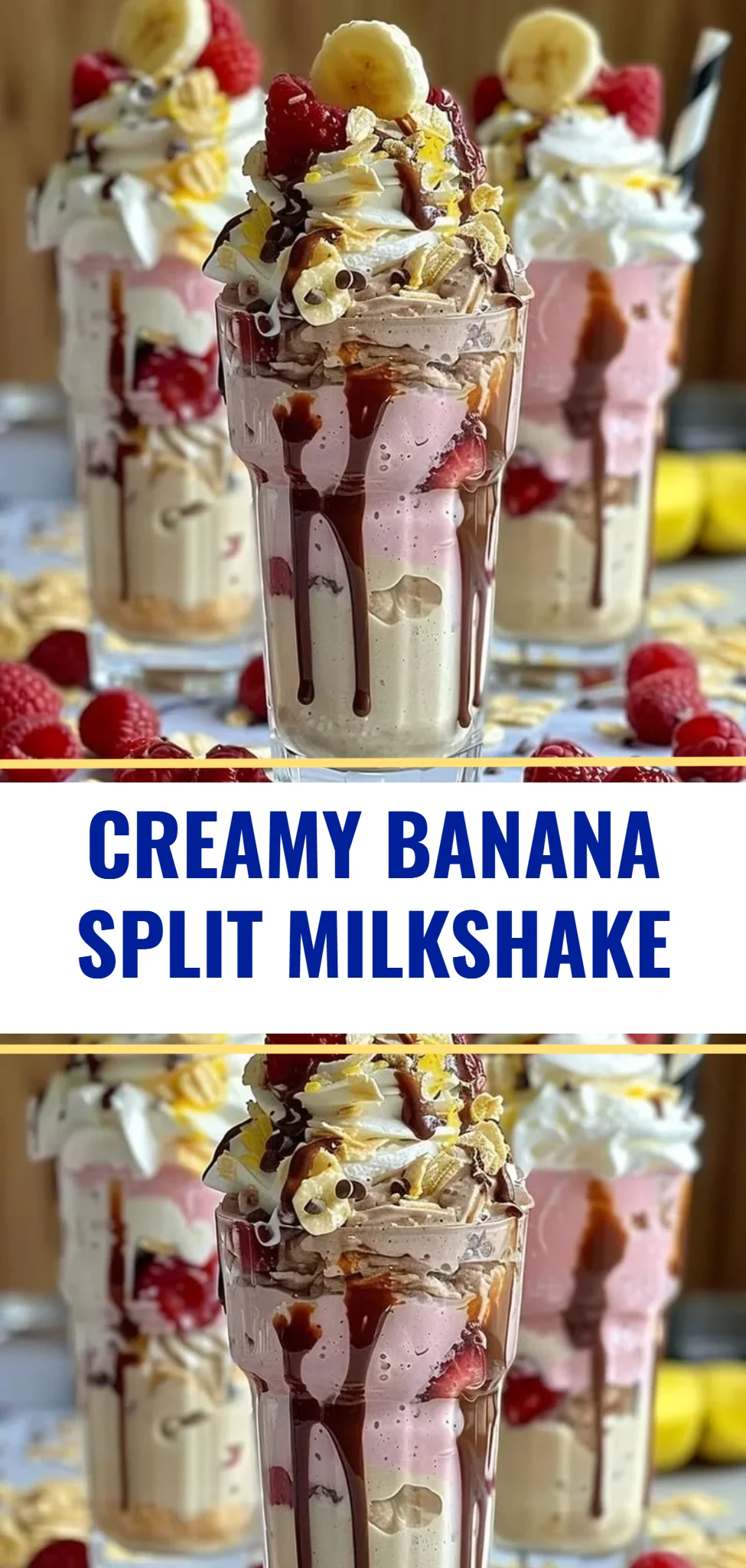Creamy Banana Split Milkshake