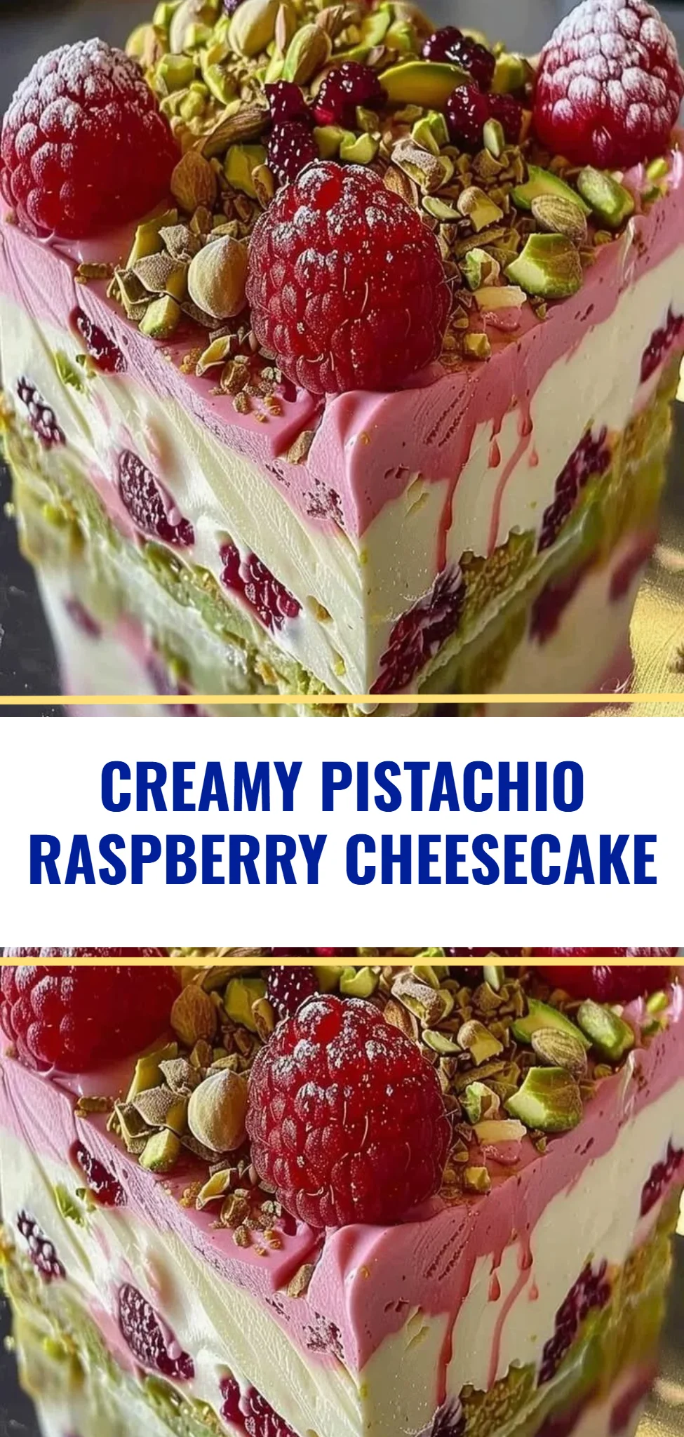 Creamy Pistachio Raspberry Cheesecake