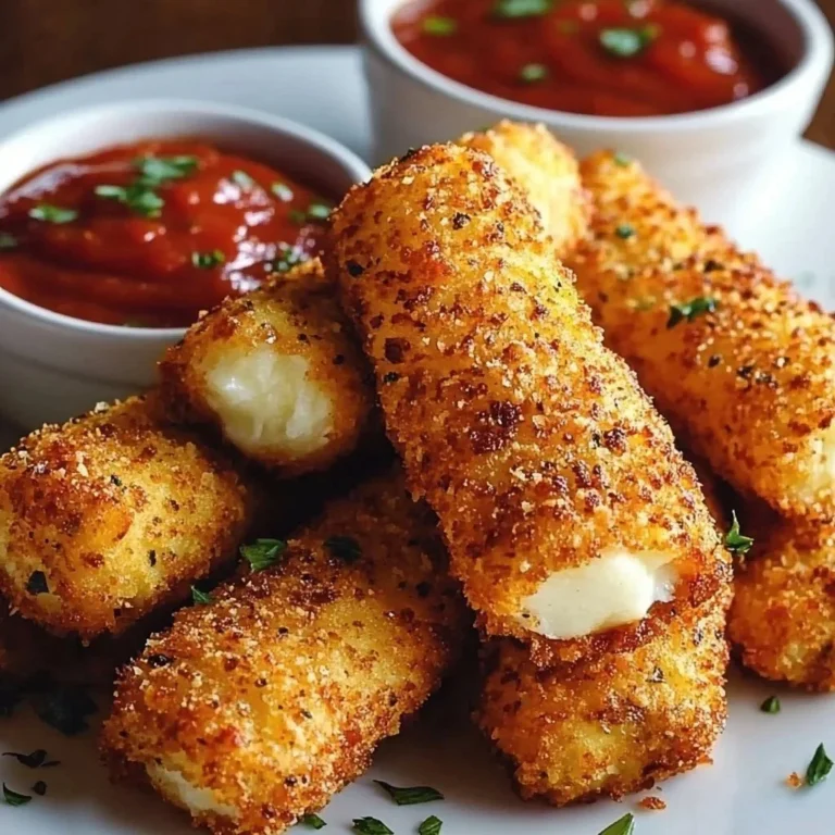 Plate of crispy homemade mozzarella sticks with marinara sauce