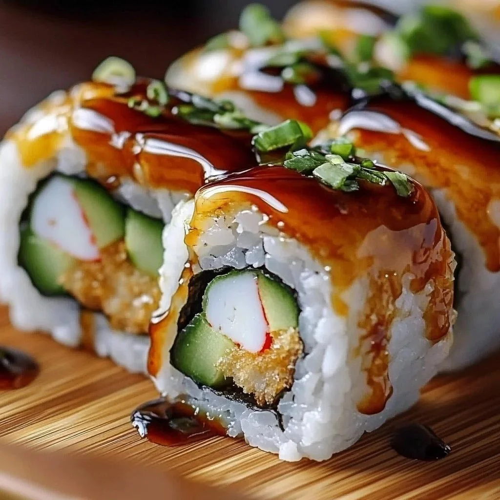 Delicious crispy shrimp tempura roll with fresh sushi ingredients.