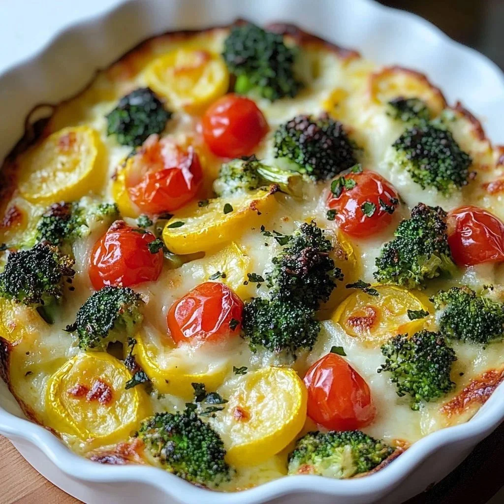 High-protein veggie cottage cheese bake served in a dish