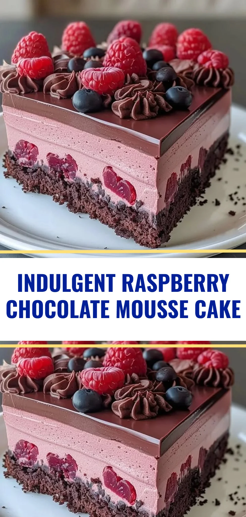 Indulgent Raspberry Chocolate Mousse Cake