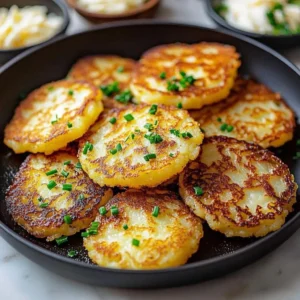 Delicious Korean potato and cheese pancakes served with dipping sauce.
