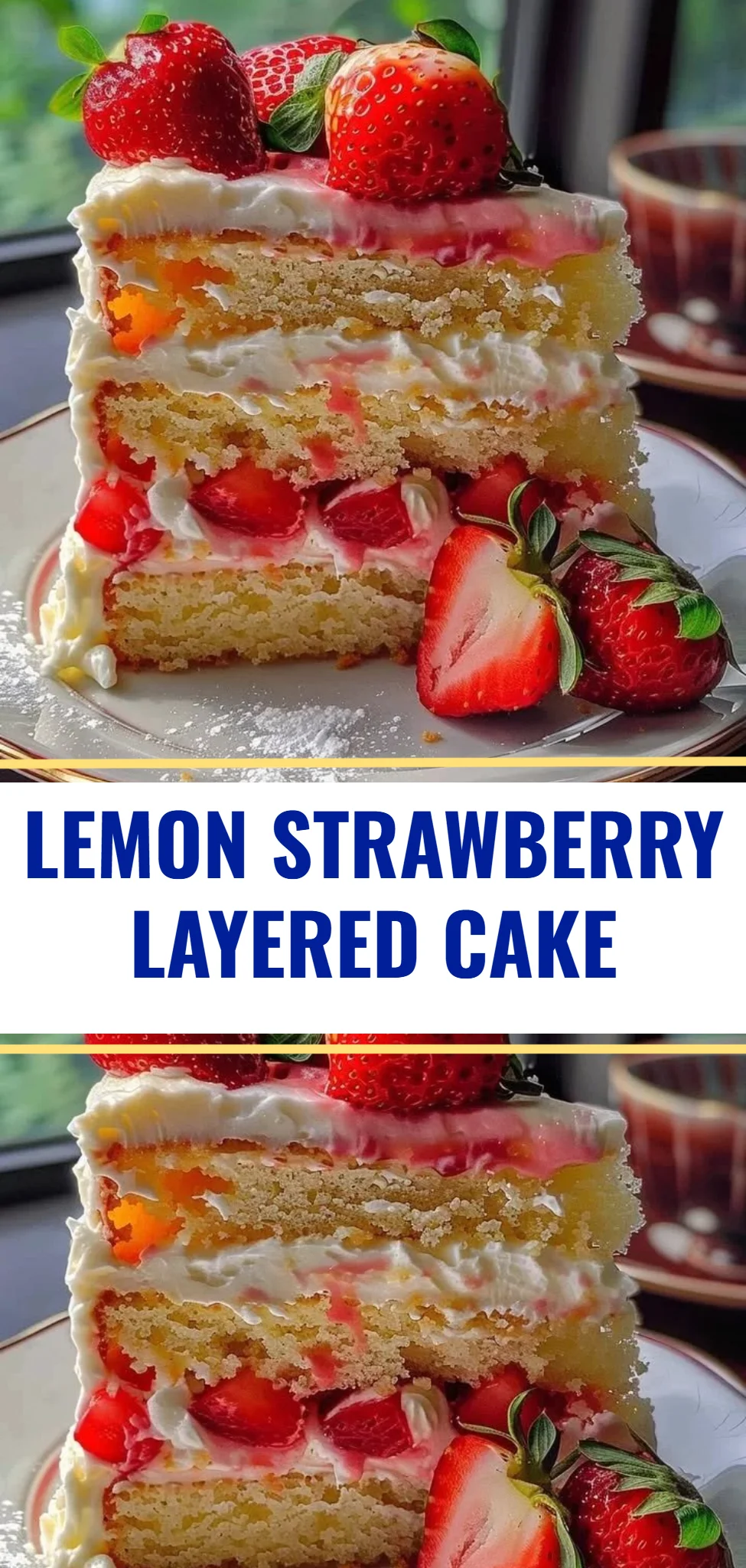 Lemon Strawberry Layered Cake