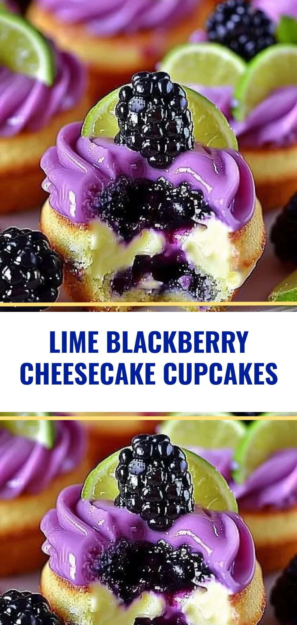 Lime Blackberry Cheesecake Cupcakes