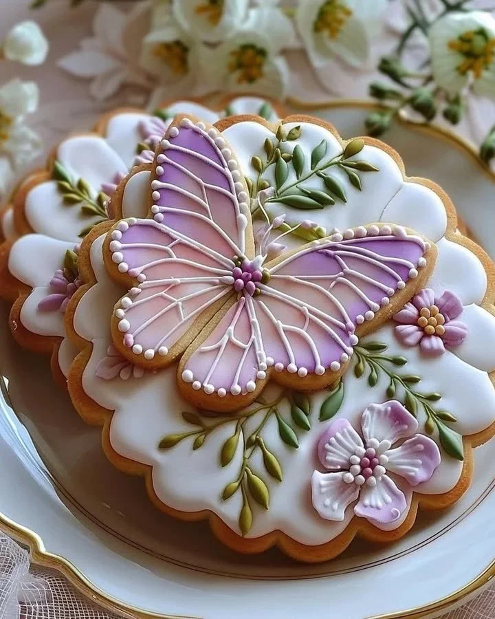 Royal iced floral butter cookies beautifully decorated with vibrant icing