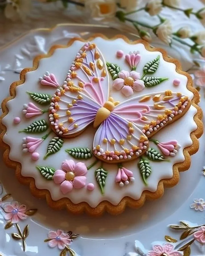 Royal Iced Floral Butter Cookies decorated with colorful icing flowers