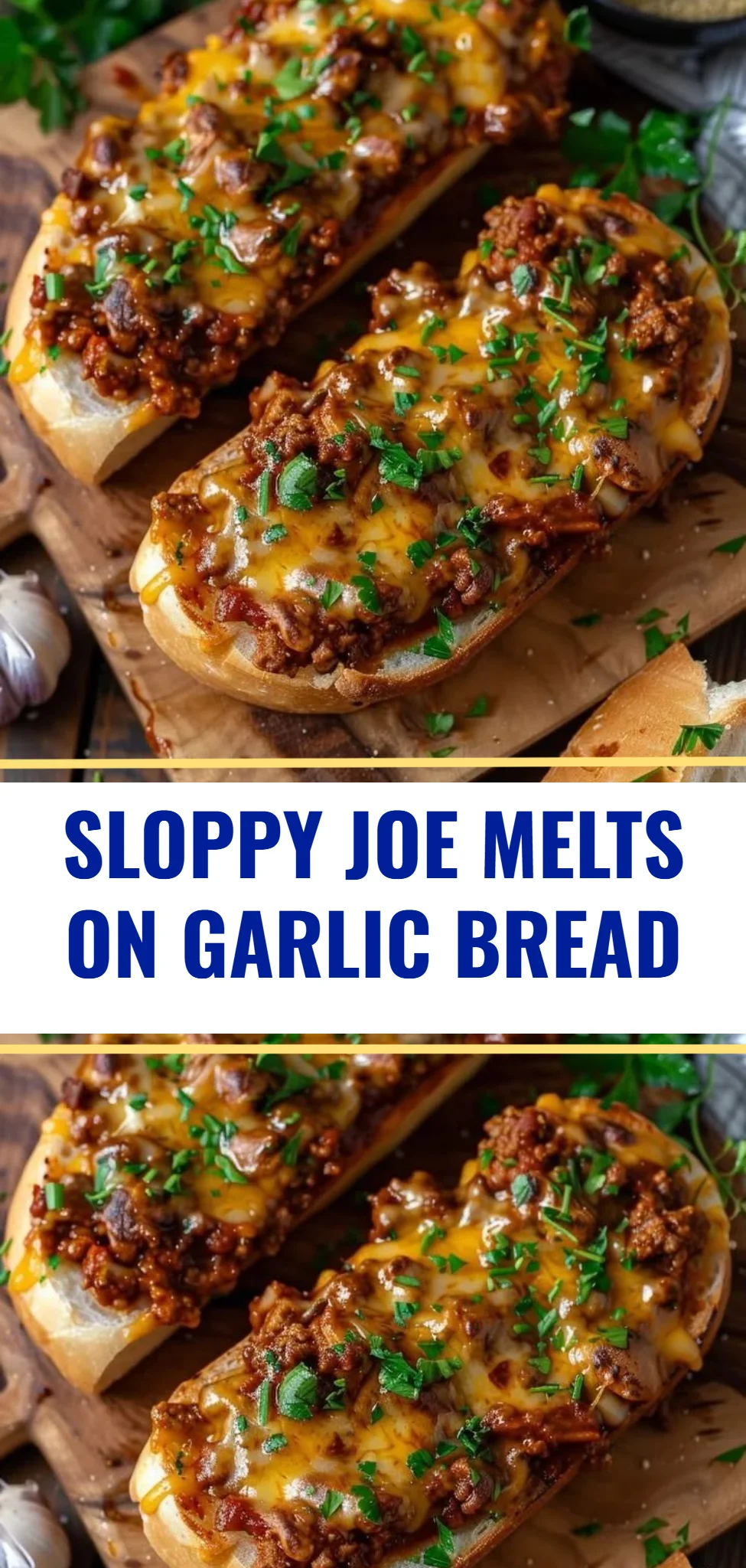 Sloppy Joe Melts on Garlic Bread