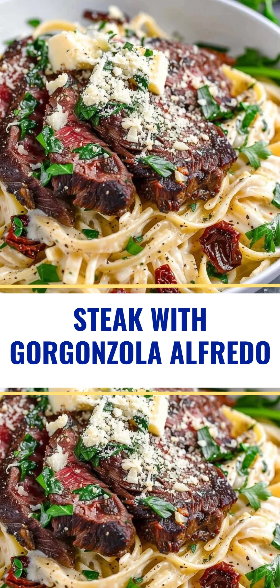 Steak with Gorgonzola Alfredo