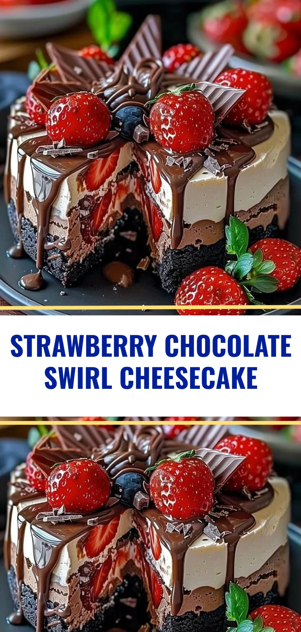 Strawberry Chocolate Swirl Cheesecake