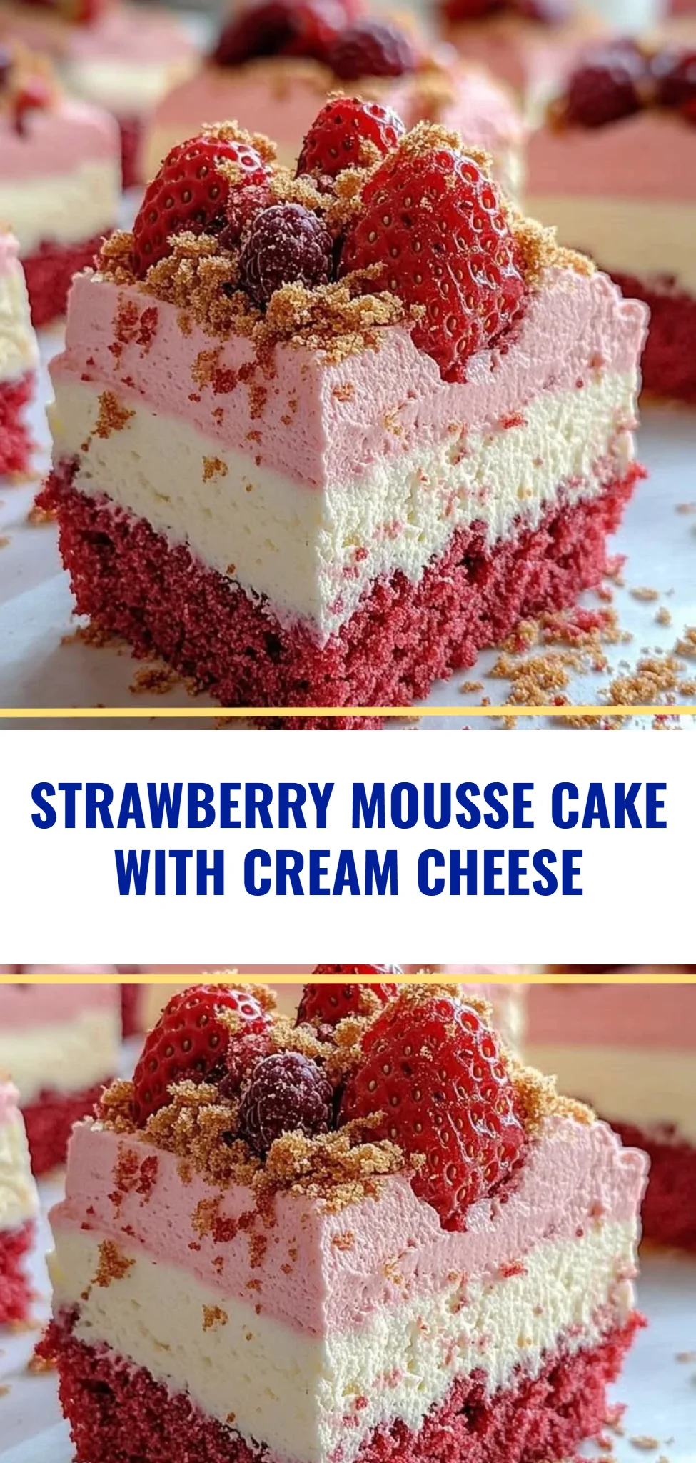 Strawberry Mousse Cake with Cream Cheese