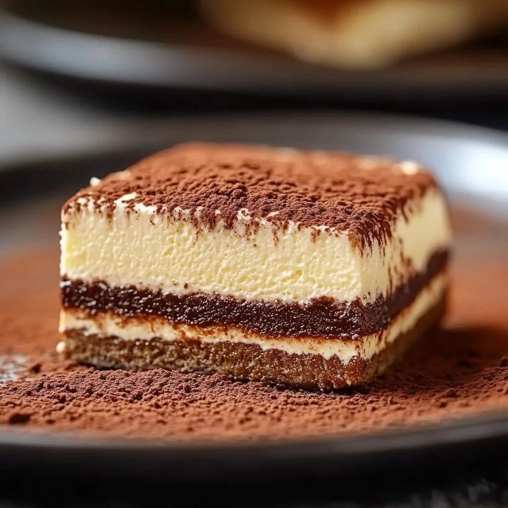 Decadent tiramisu infused espresso brownies served on a plate