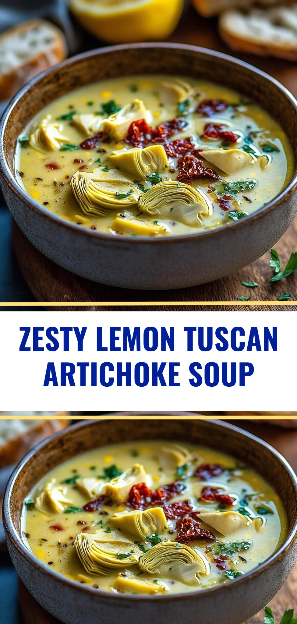 Zesty Lemon Tuscan Artichoke Soup