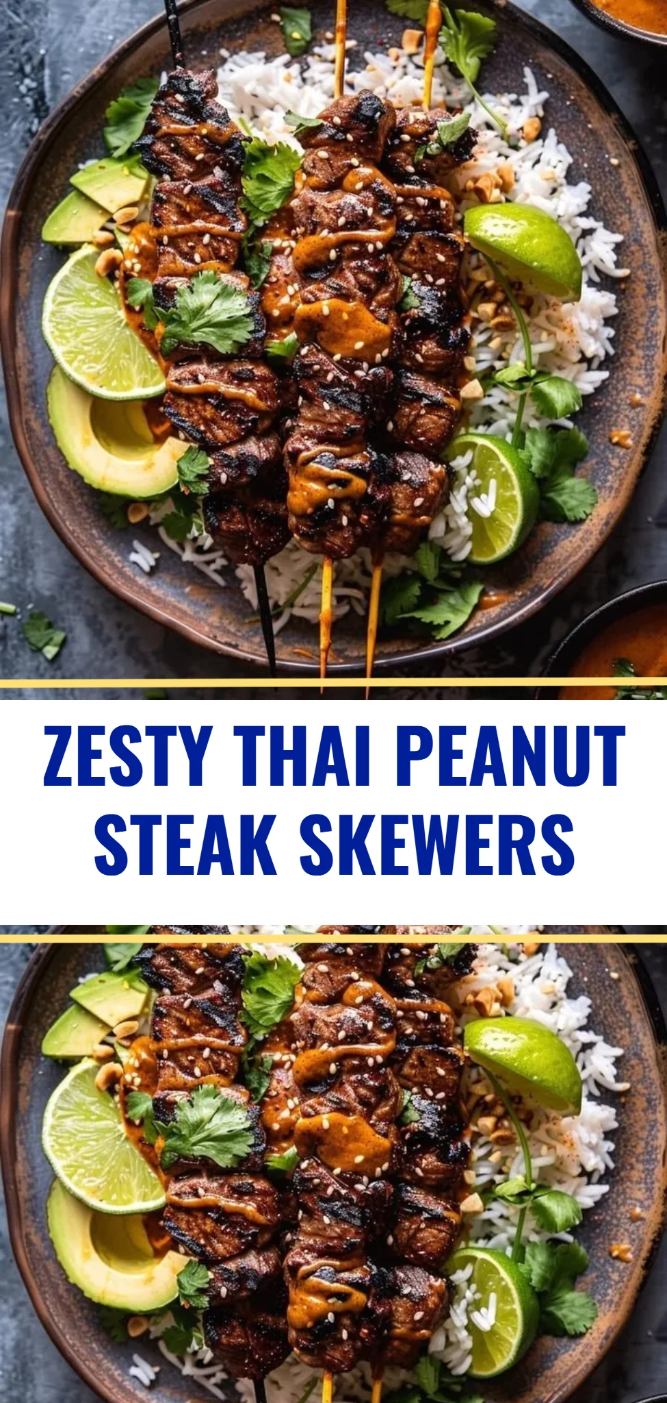 Zesty Thai Peanut Steak Skewers